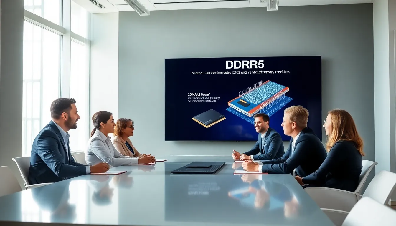 diverse team discussing Micron's latest memory technology innovations.